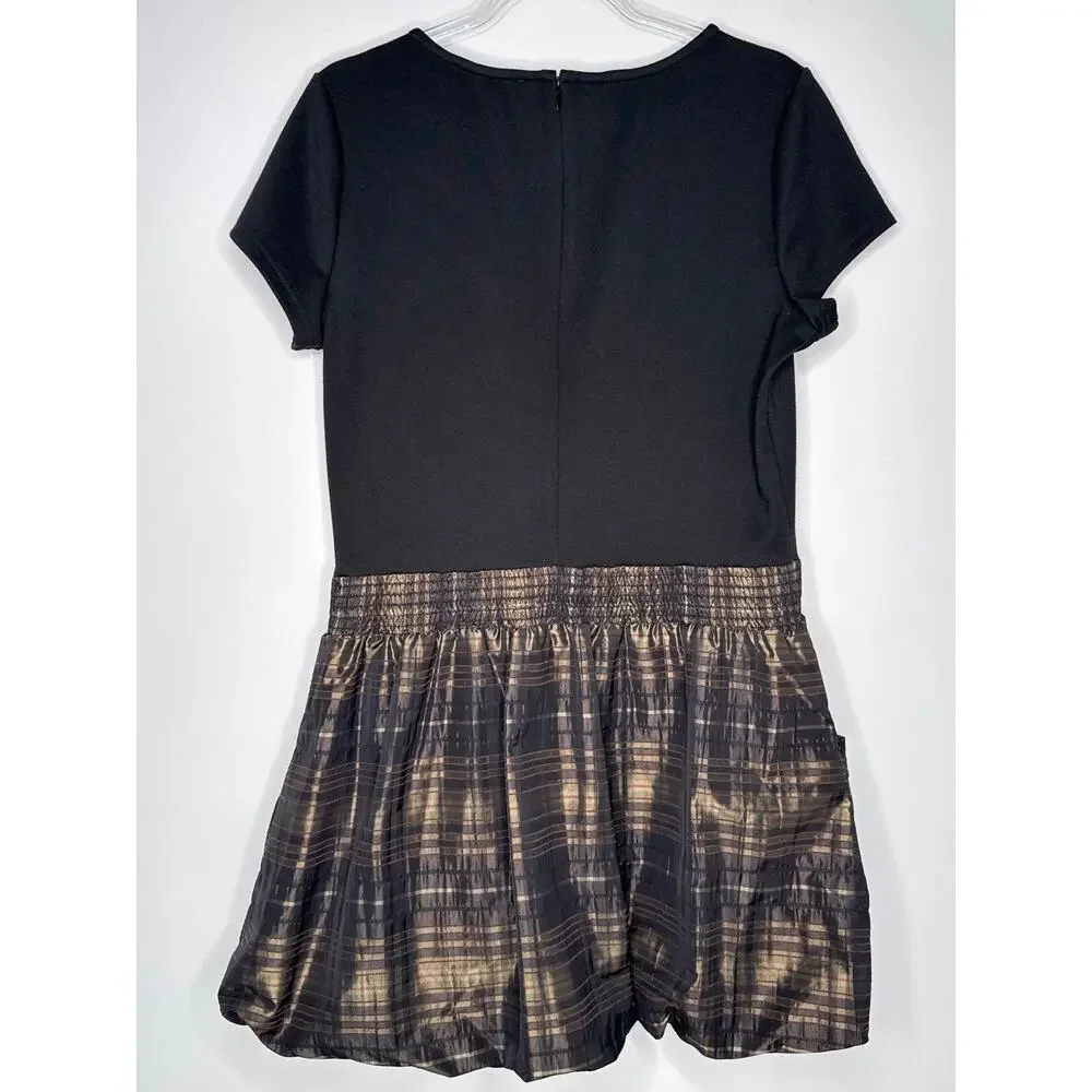 Michael Michael Kors Black Bubble Hem Plaid Skirt Dress hoilday formal Size 12
